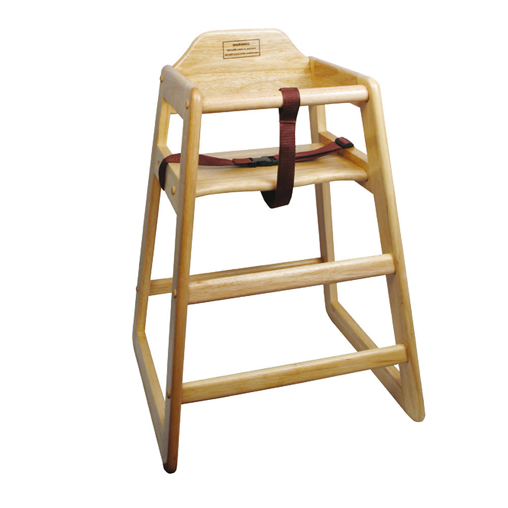 Winco CHH-101 29 3/4" Stackable Wood High Chair w/ Waist Strap, Natural