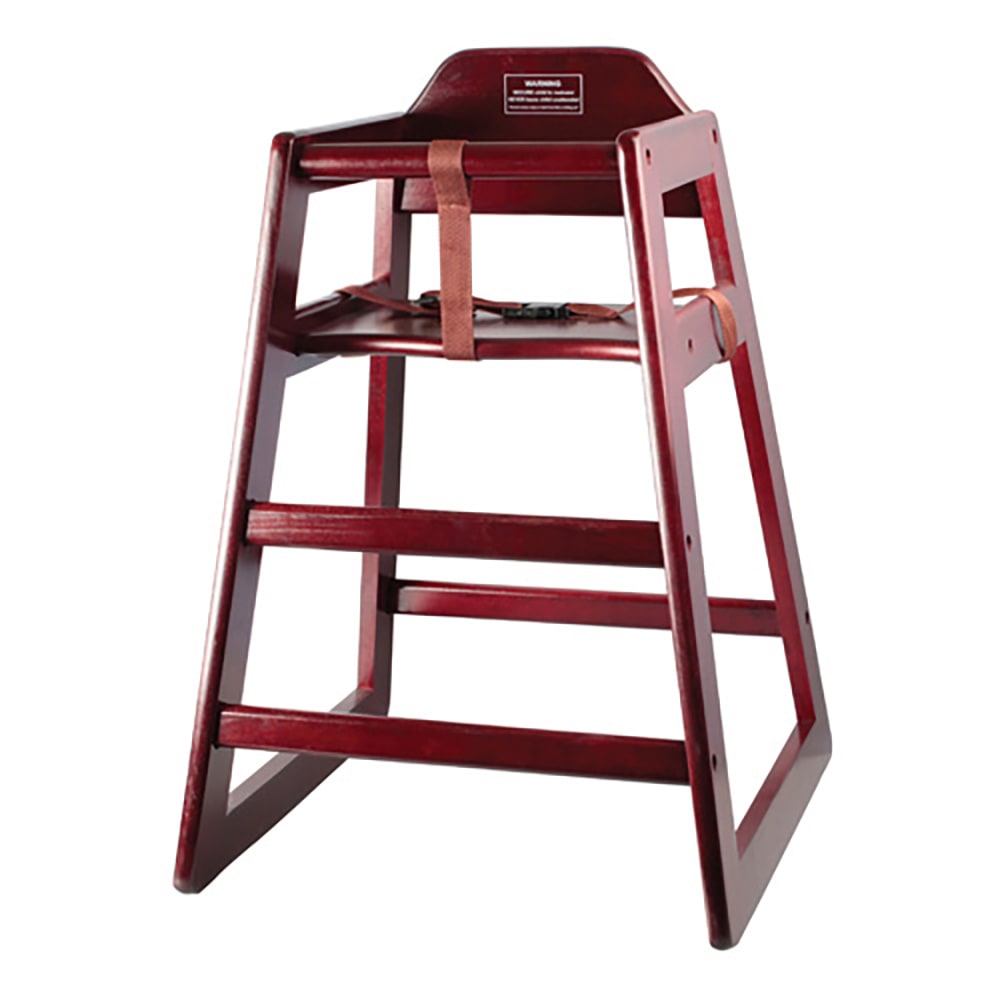 Winco CHH-103A 29 3/4" Stackable Wood High Chair w/ Waist Strap, Mahogany