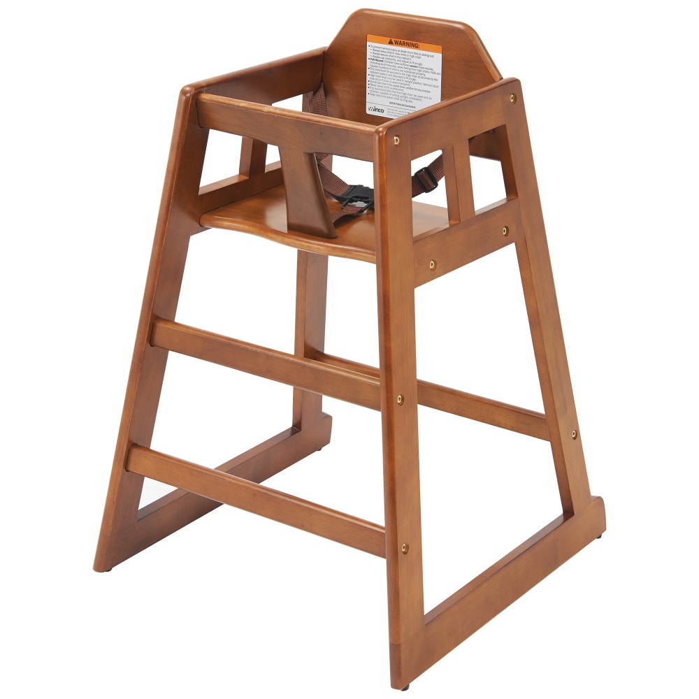 Winco CHH-104A 29 3/4" Stackable Wood High Chair w/ Waist Strap, Walnut