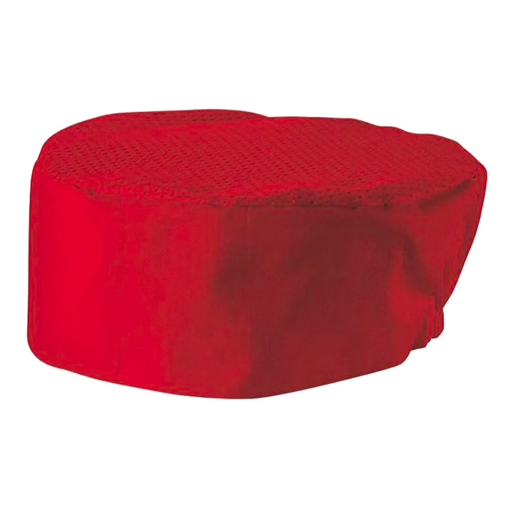 Winco CHPB-3RR 3 1/2"H Pillbox Hat - Poly/Cotton, Red, Regular Size