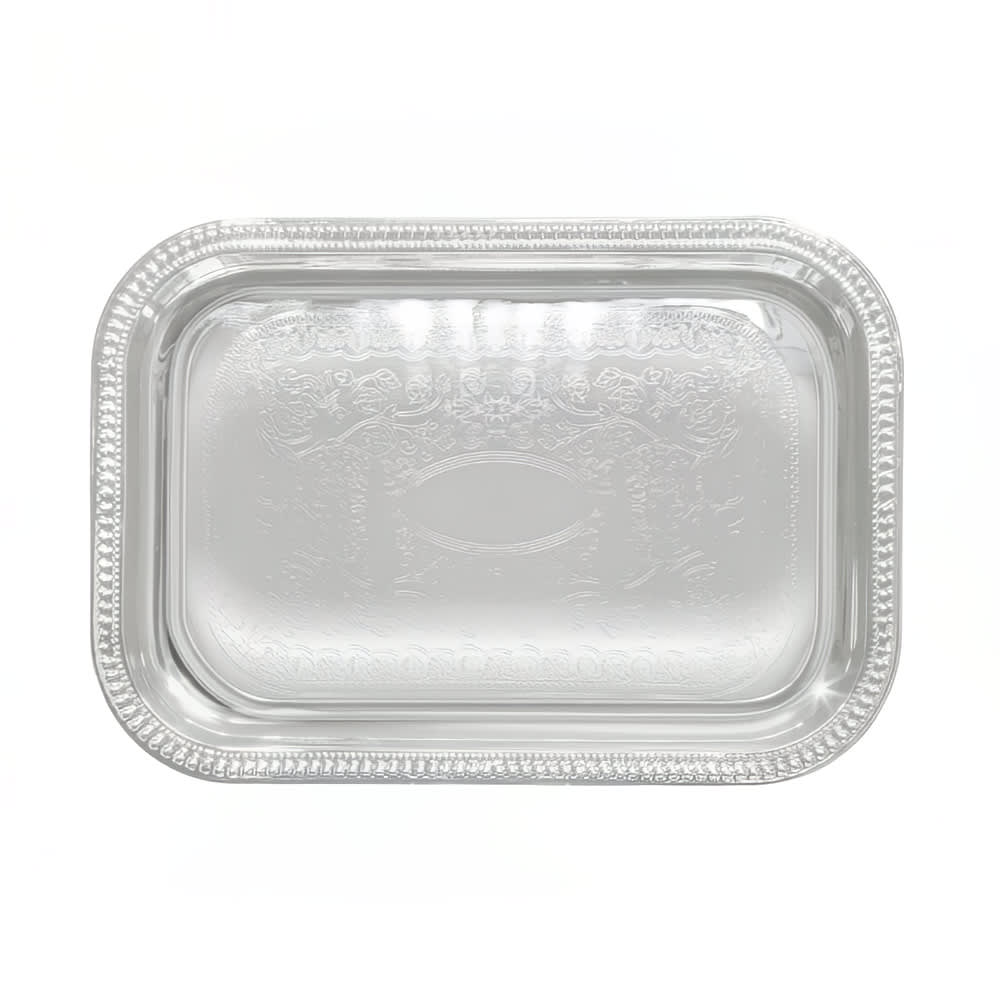 Winco CMT-1812 Oblong Serving Tray, Chrome Plated, Gadroon Edge w/ Engraving, 18 x 12 1/2"