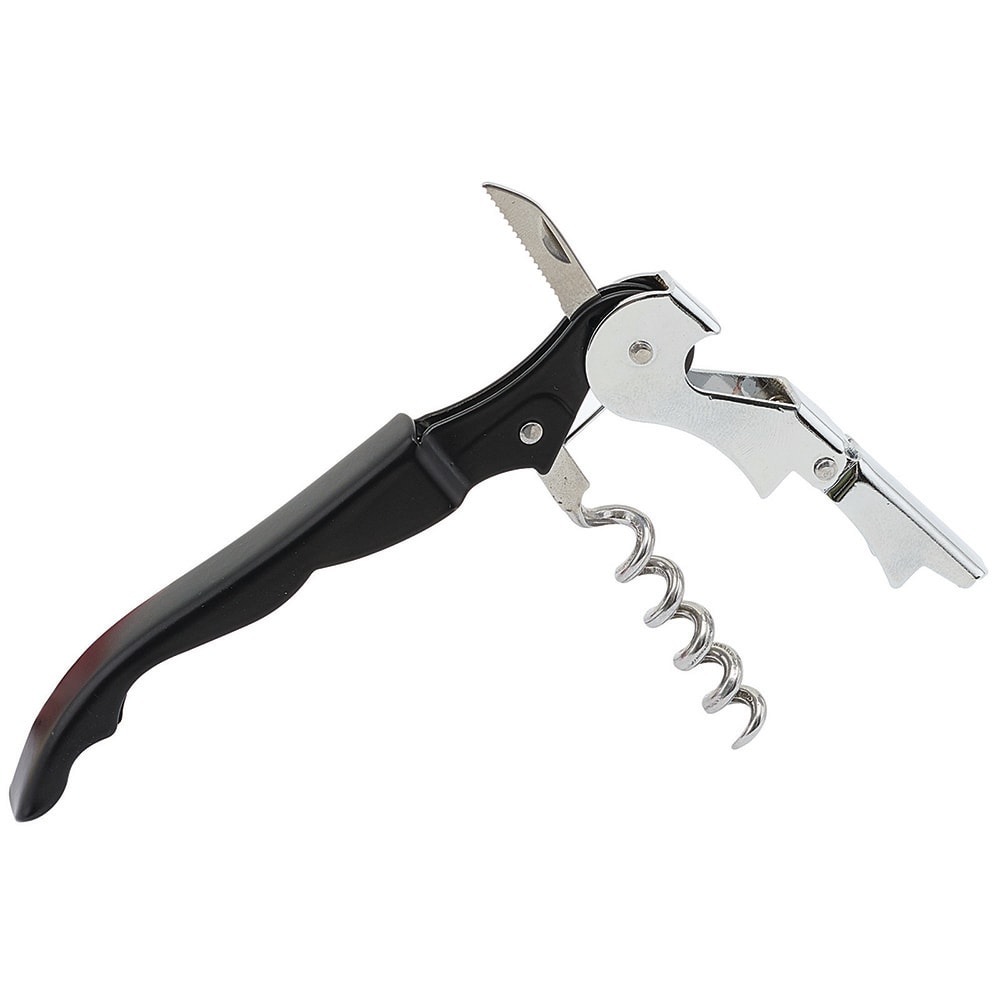 Winco CO-720 Waiter's Corkscrew w/ Foil Cutter & Bottle Cap Opener, Black