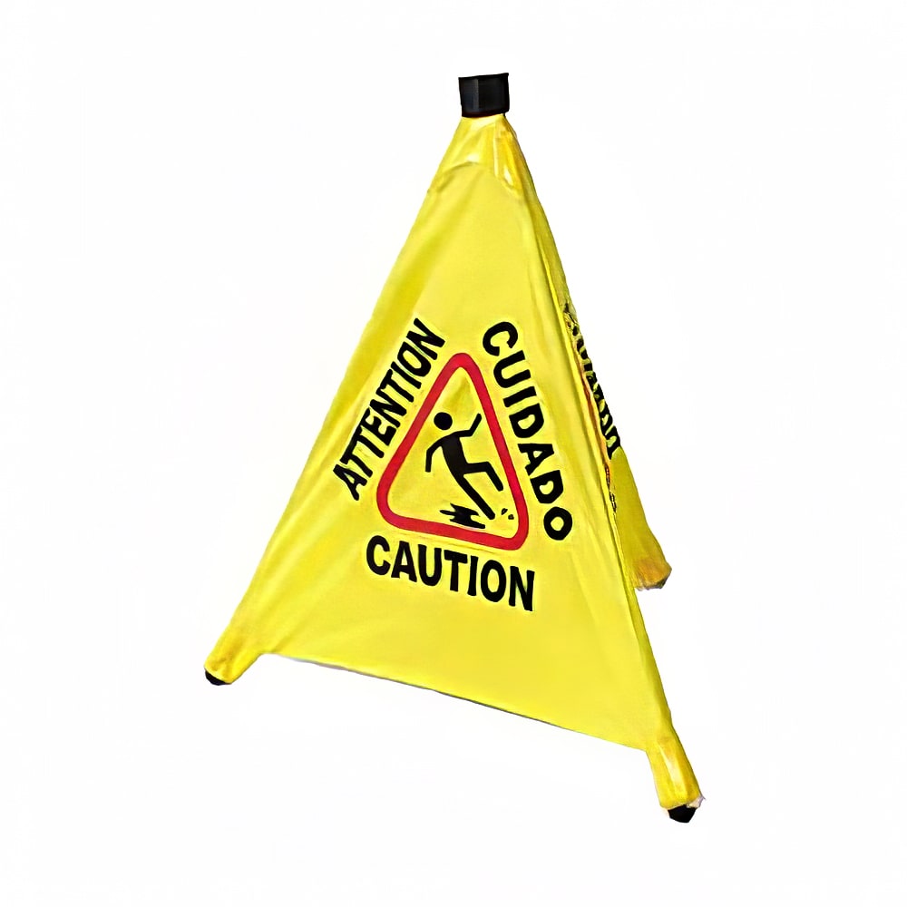 Winco CSF-4 19 3/4" Wet Floor Safety Cone - Pop Up, Yellow