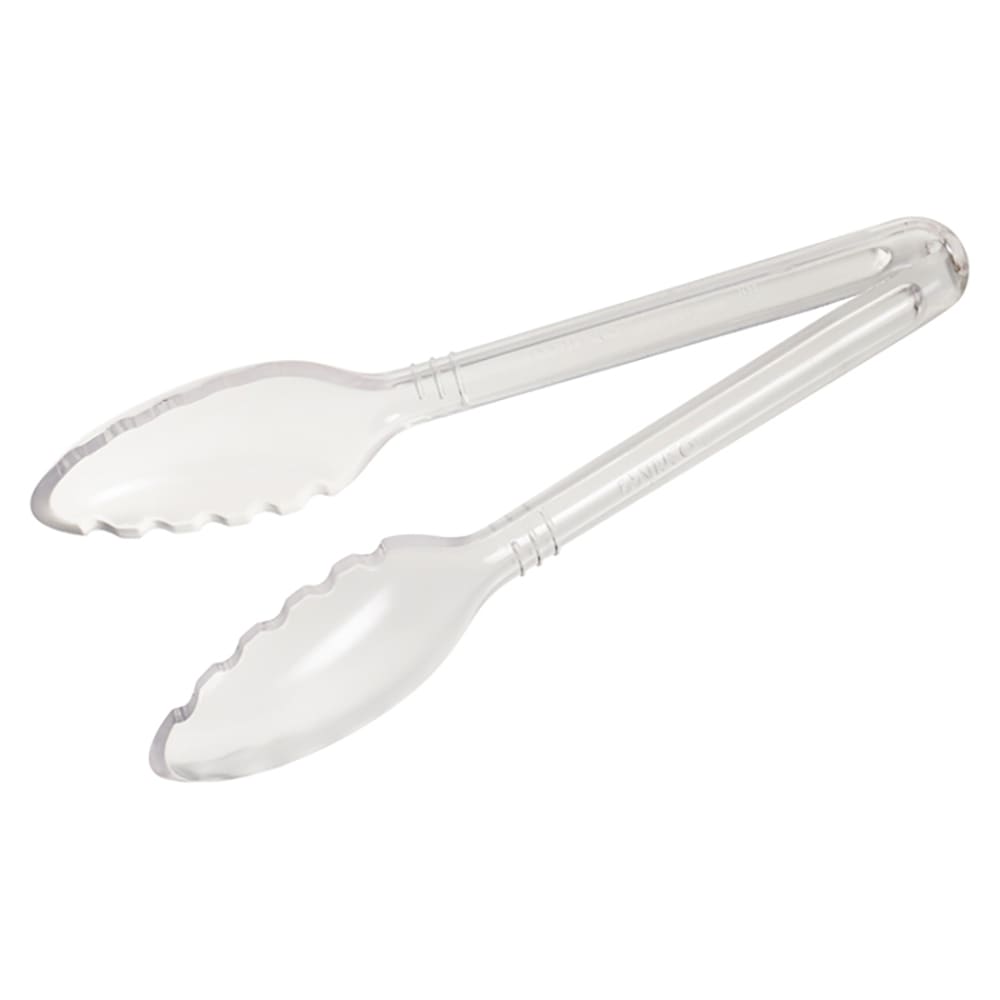 Winco CVST-9C 9"L Plastic Serving Tongs, Clear