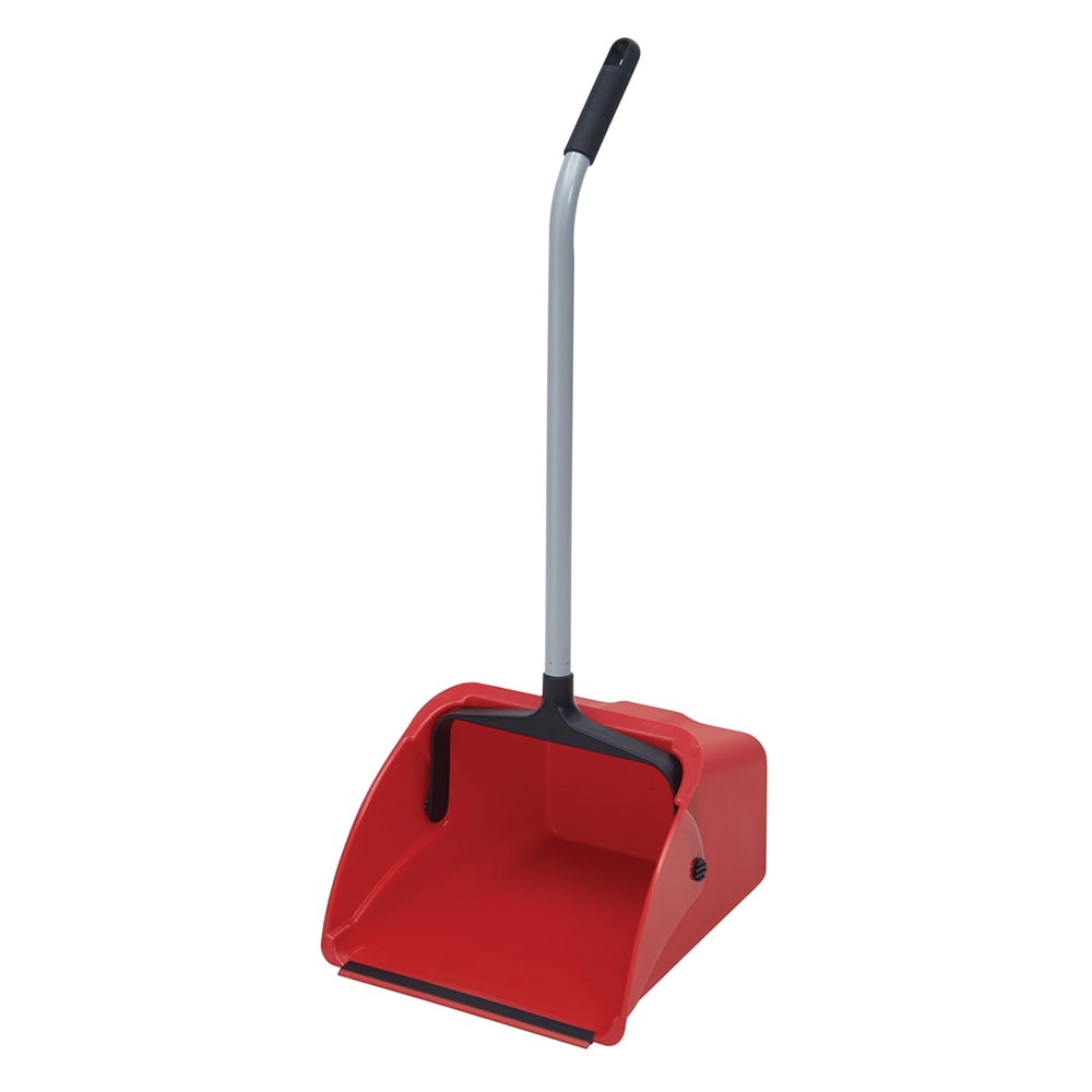 Winco DP-14R Lobby Dust Pan w/ 25" Handle - 13 5/8" x 14" x 8 7/8"D, Plastic, Red