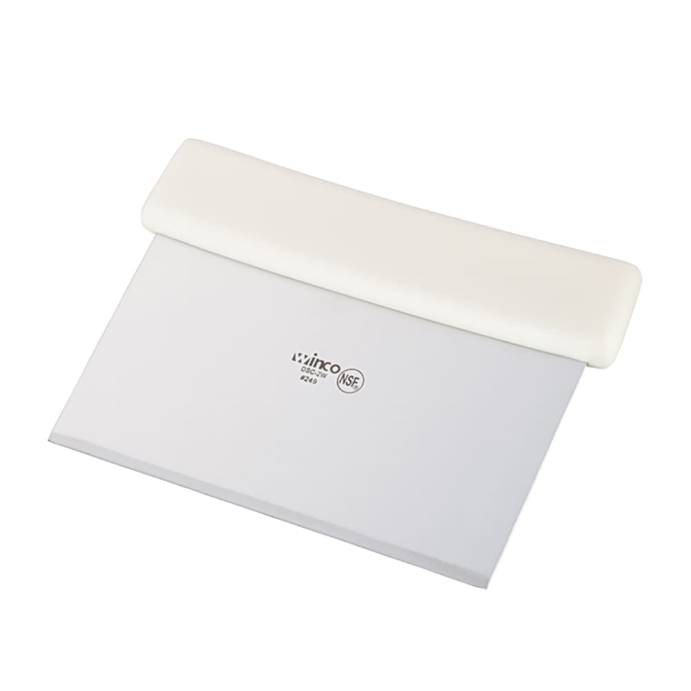 Winco DSC-2W Dough Cutter/Scraper w/ White Plastic Handle - 6" x 3", Stainless Steel