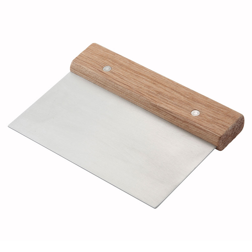 Winco DSC-3 Dough Cutter/Scraper w/ Wood Handle - 6" x 3", Stainless Steel