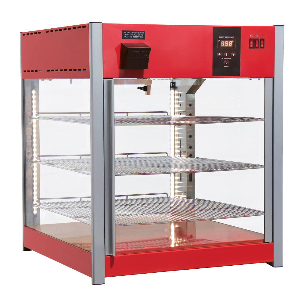 Winco EDM-1PT 23 5/8" Dual Service Countertop Heater Display Case - (3) Shelves, 120v