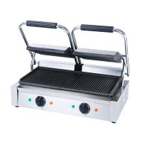 Winco EPG-2 Double Commercial Panini Press w/ Cast Iron Grooved Plates, 120v thumbnail 2