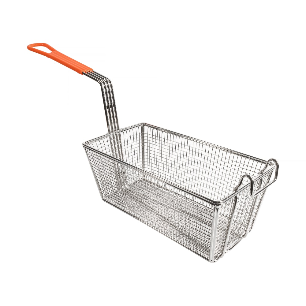 Winco FB-10 Fryer Basket w/ Coated Handle & Front Hook, 12 1/4" x 6 1/2" x 5 1/4"
