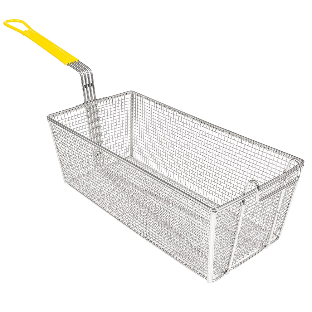 Winco FB-40 Fryer Basket w/ Coated Handle & Front Hook, 17" x 8 1/4" x 6"
