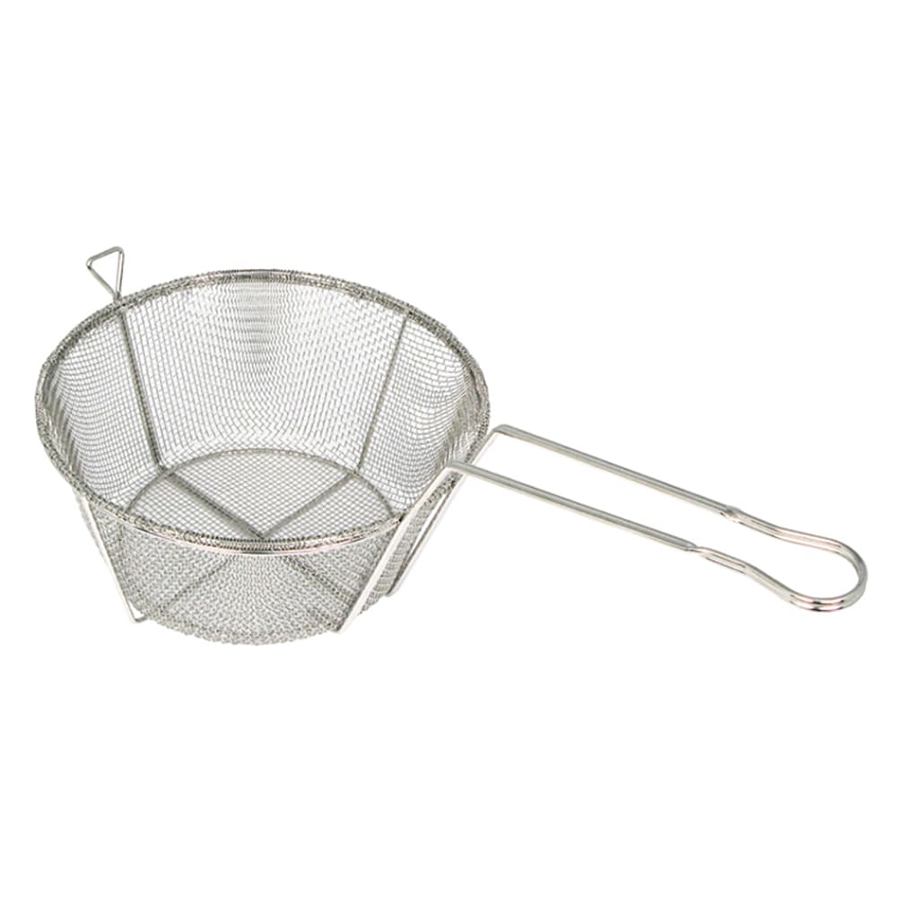 Winco FBRS-11 10 1/2" Round Fryer Basket, Nickel Plated