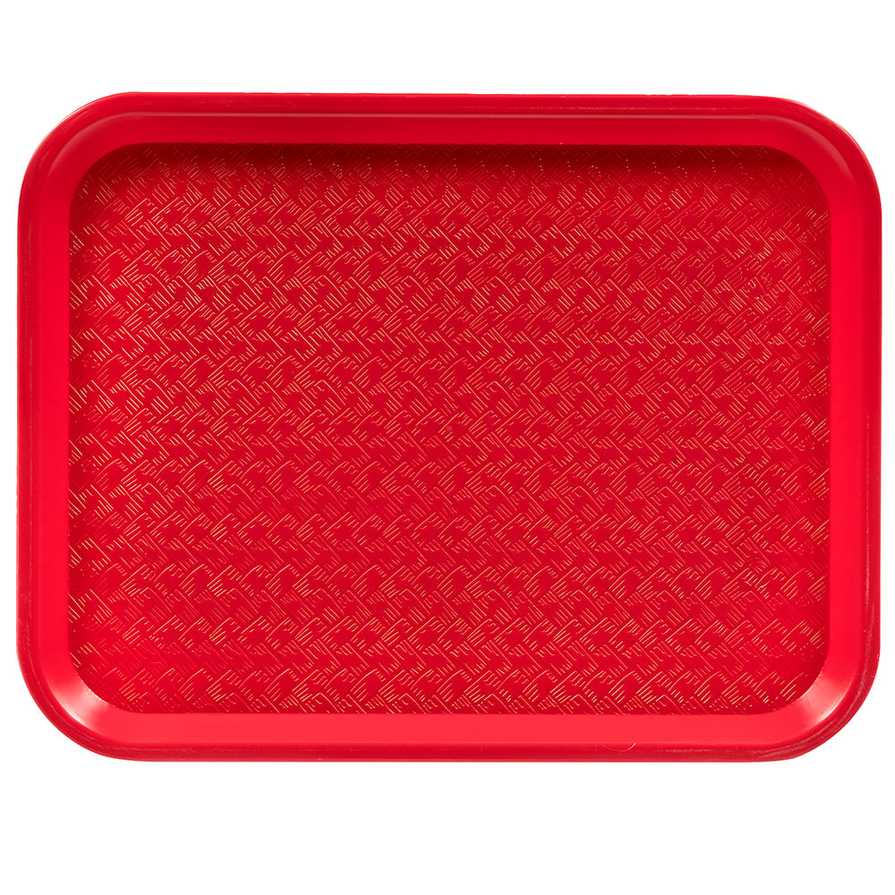 Winco FFT-1014R Plastic Fast Food Tray - 14"L x 10"W, Red