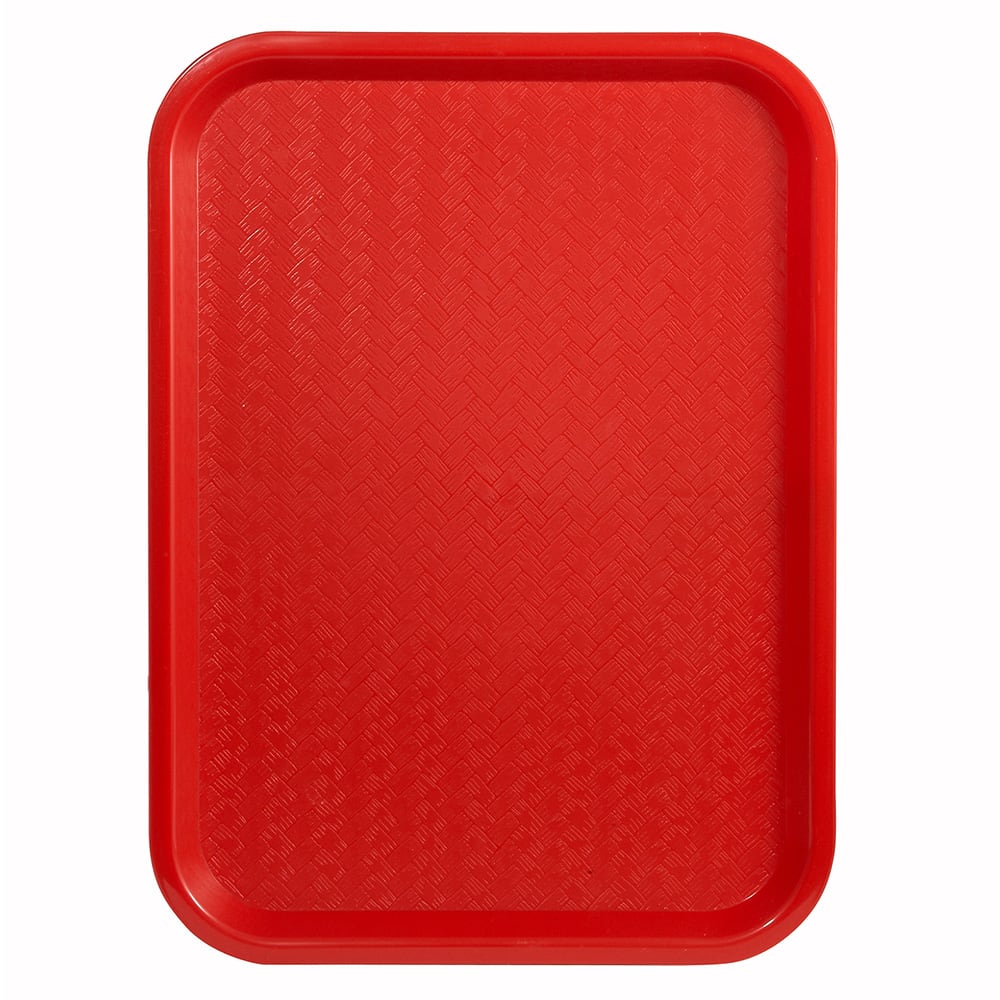 Winco FFT-1216R Plastic Cafeteria Tray - 16"L x 12"W, Red