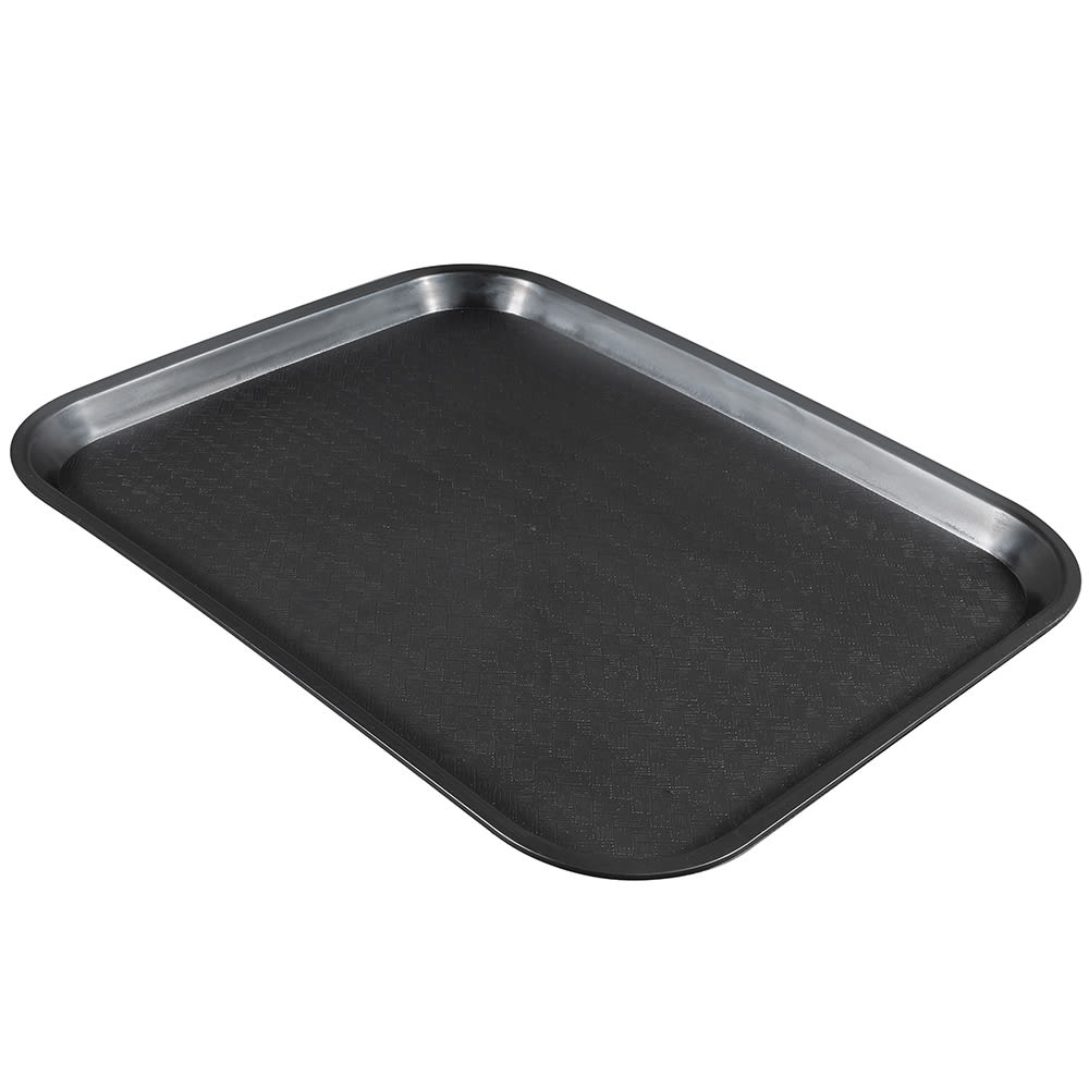 Winco FFT-1418K Plastic Fast Food Tray - 18"L x 14"W, Black