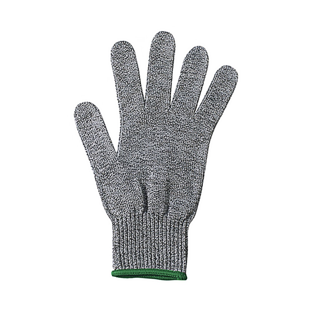Winco GCRA-M Medium Cut Resistant Glove - Blended Material, Gray w/ Green Wrist Band