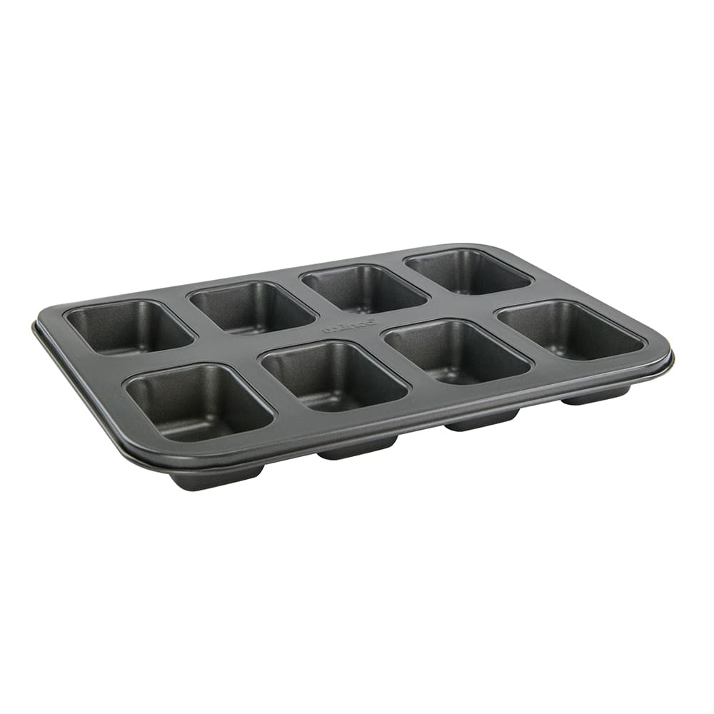 Winco HLF-8MN 8 Compartment Mini Loaf Pan - 14"L x 10 5/8"W, Carbon Steel