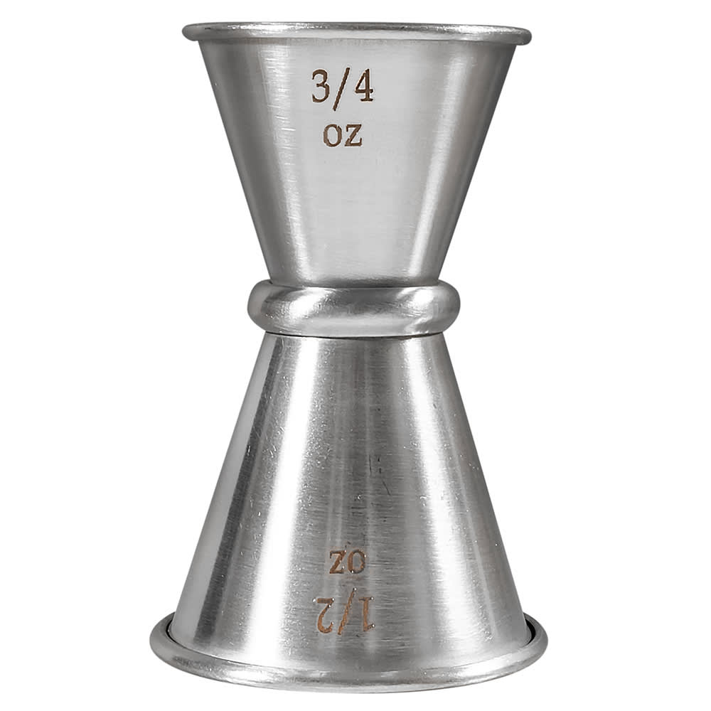 Winco J-6 Japanese Style Double Jigger - 1/2 oz & 3/4 oz, Stainless