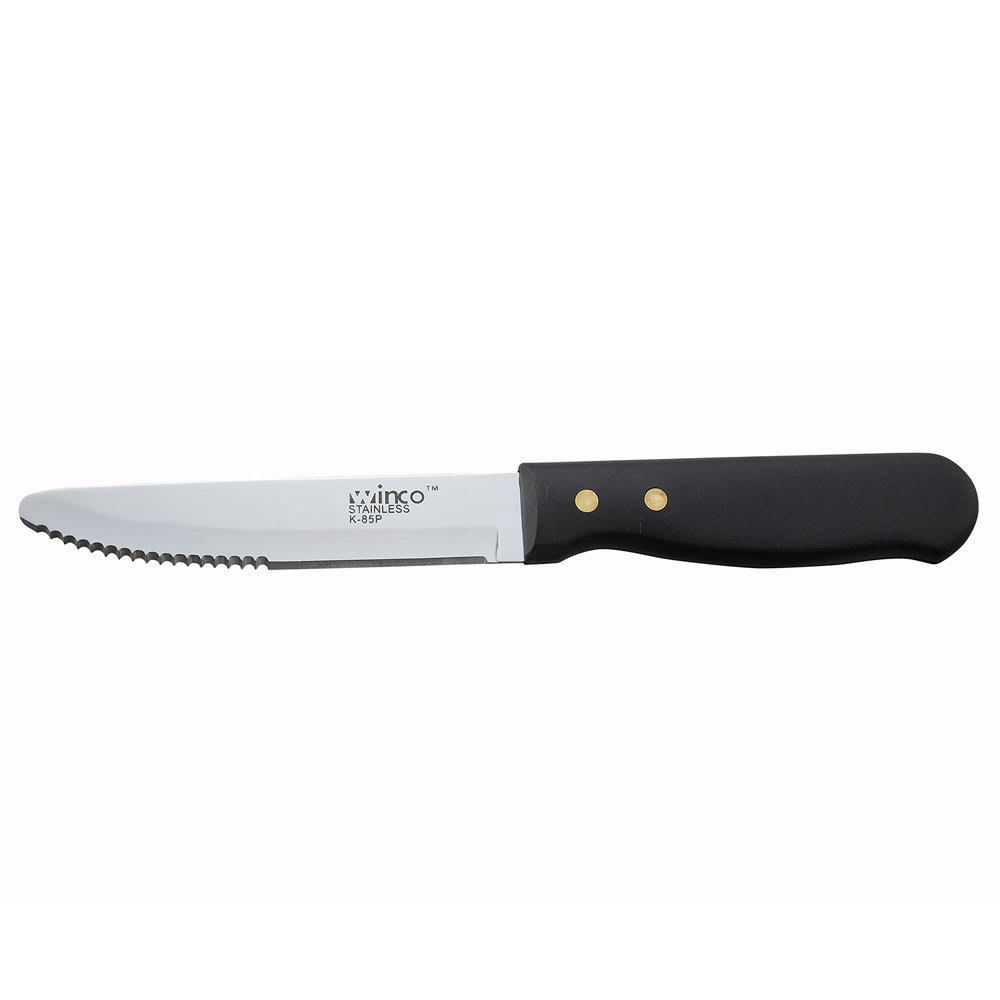 Winco K-85P Jumbo Steak Knife w/ 5" Blade & Plastic Riveted Handle