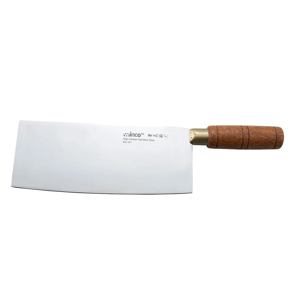 Winco KC-101 8" Chinese Cleaver w/ Wood Handle, Stainless Steel