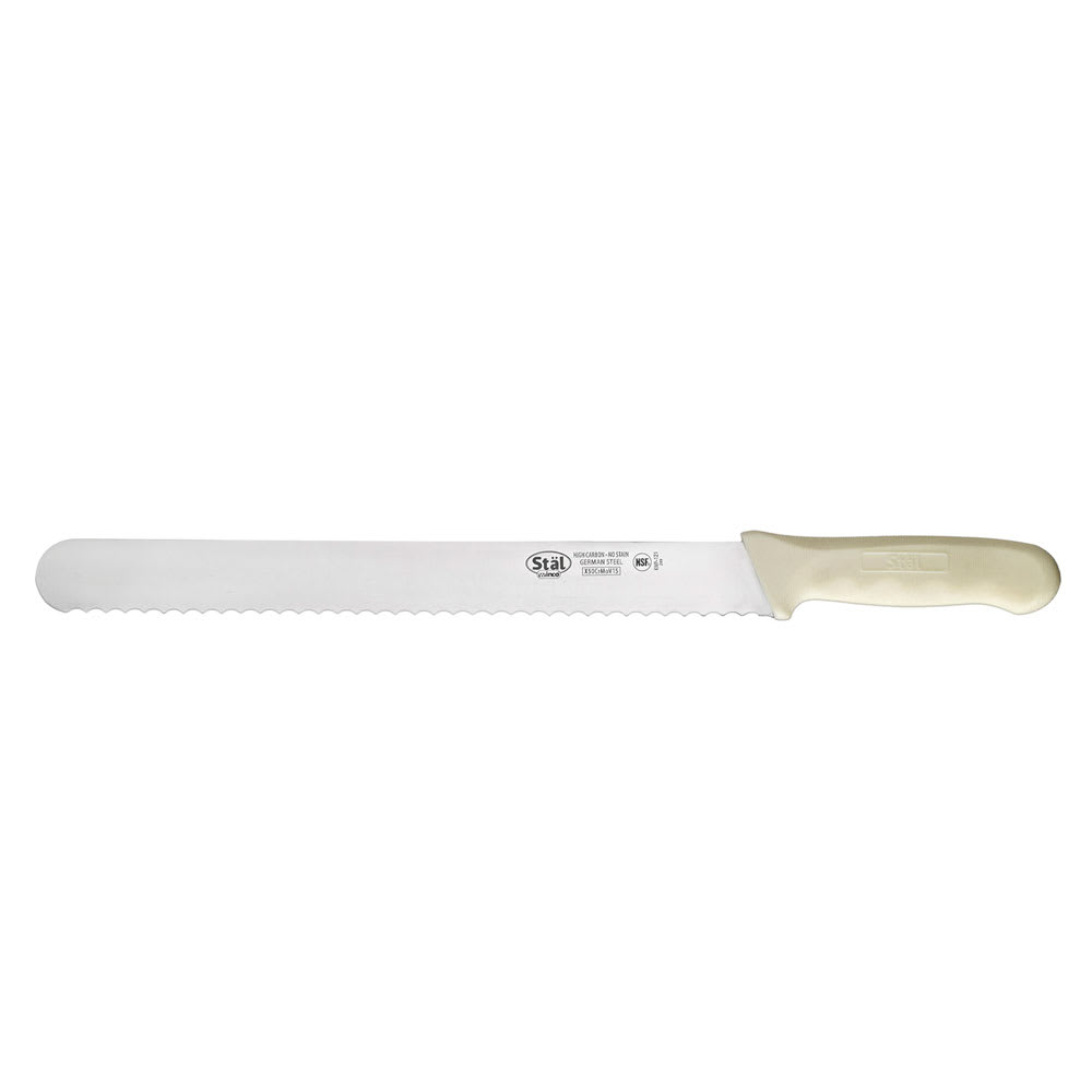 Winco KWP-121 12" Bread Knife w/ White Polypropylene Handle