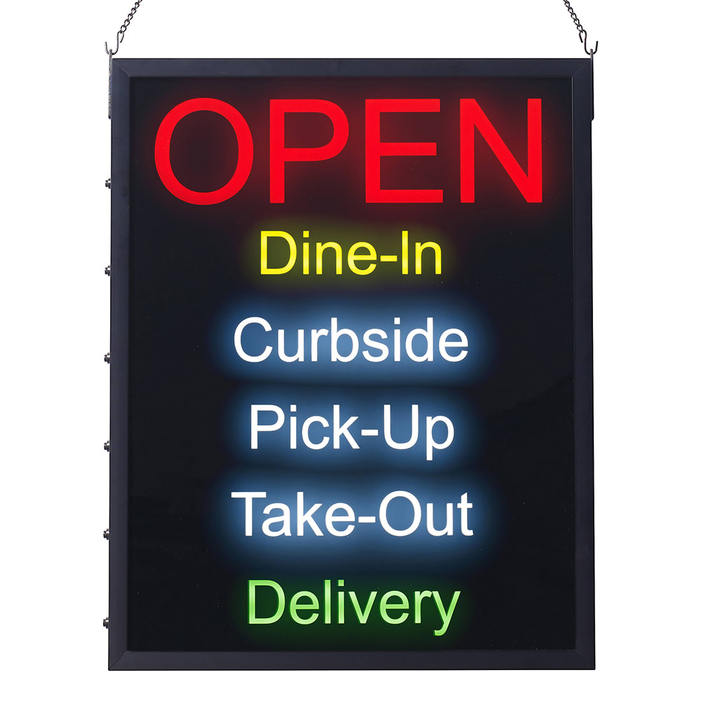 Winco LED-20 Hanging LED "Open" Sign - 19 5/8"W x 27 1/2"H, 100-240v/1ph