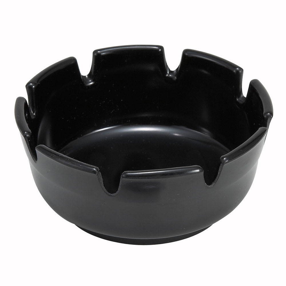 Winco MAS-4K 4" Round Ashtray, Black Melamine