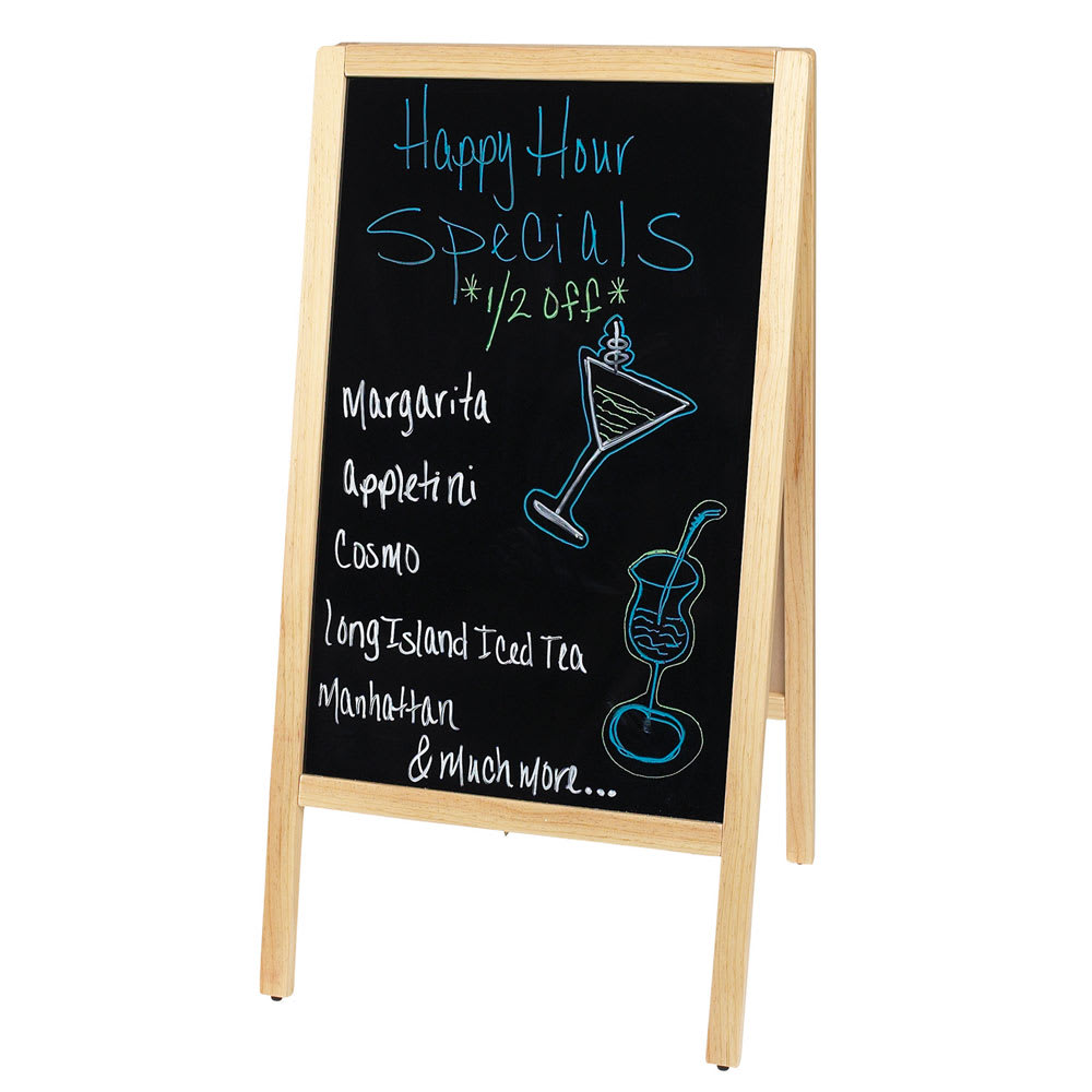 Winco MBAF-1 Sidewalk Marker Board Set w/ (4) Markers & (1) Eraser, Natural Finish