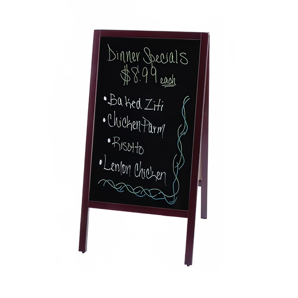 Winco MBAF-3 Sidewalk Marker Board Set w/ (4) Markers & (1) Eraser, Mahogany Finish