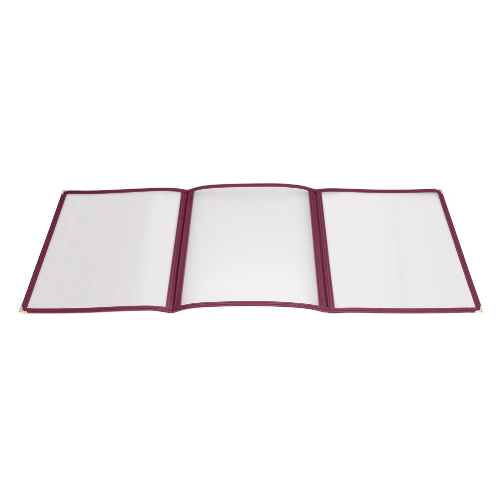 Winco PMCT-9U Triple Fold Menu Cover - 9 1/2" x 12 1/8", Burgundy