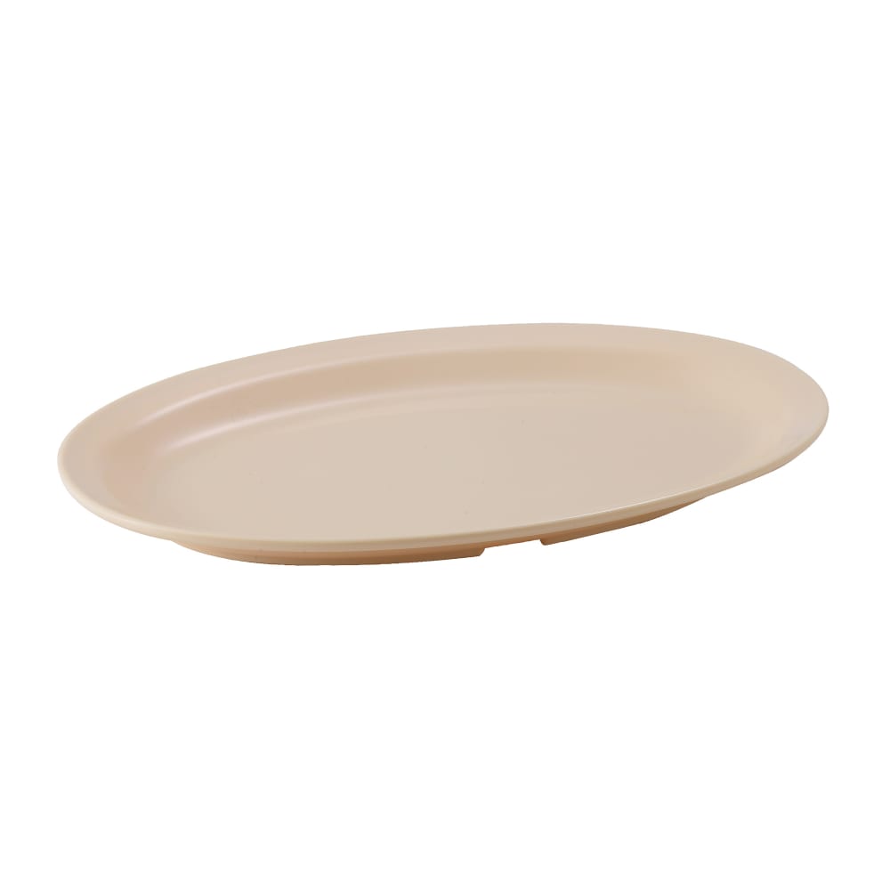 Winco MMPO-139 13 1/8" x 9 1/2" Oval Platter - Melamine, Tan