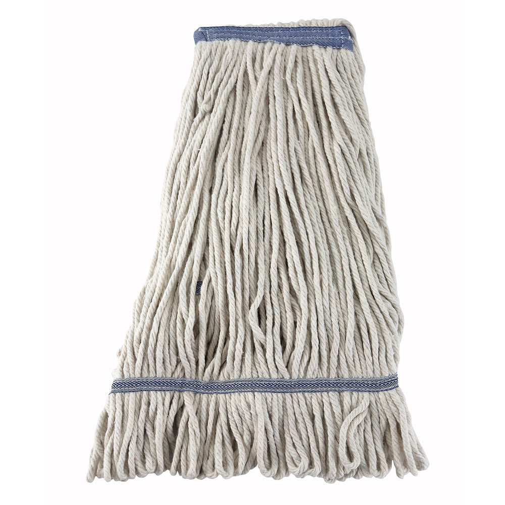 Winco MOP-24W 24 oz Wet Mop Head - Looped End, 4 Ply Poly/Cotton Blend Yarn, White