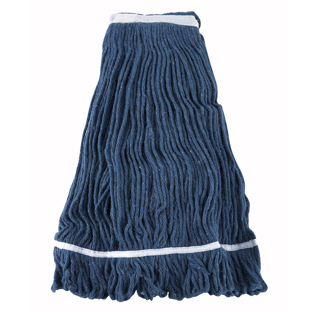 Winco MOP-32 32 oz Wet Mop Head - Looped End, 4 Ply Poly/Cotton Blend Yarn, Blue