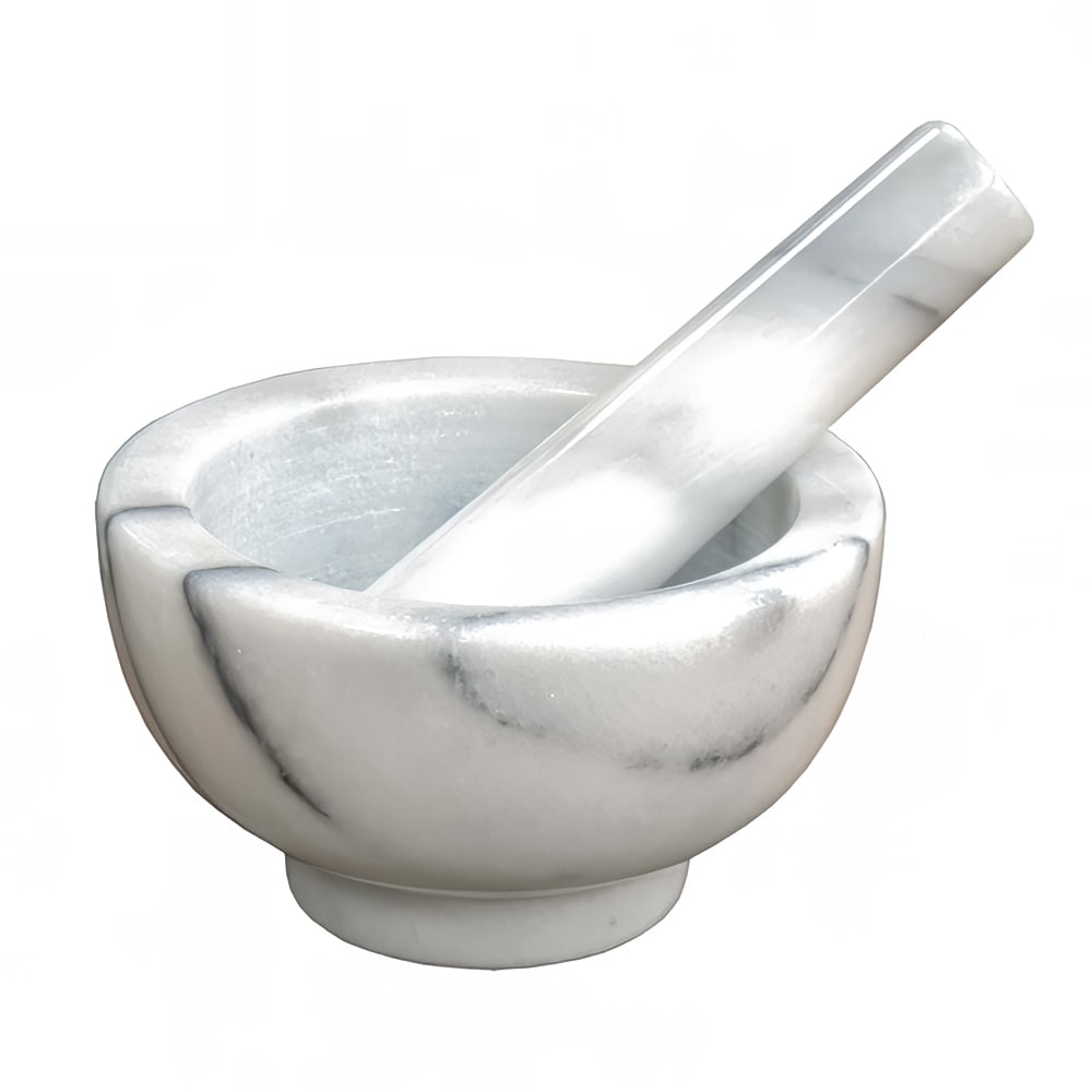Winco MPS-42W 4 1/2" Mortar and Pestle Set, Marble