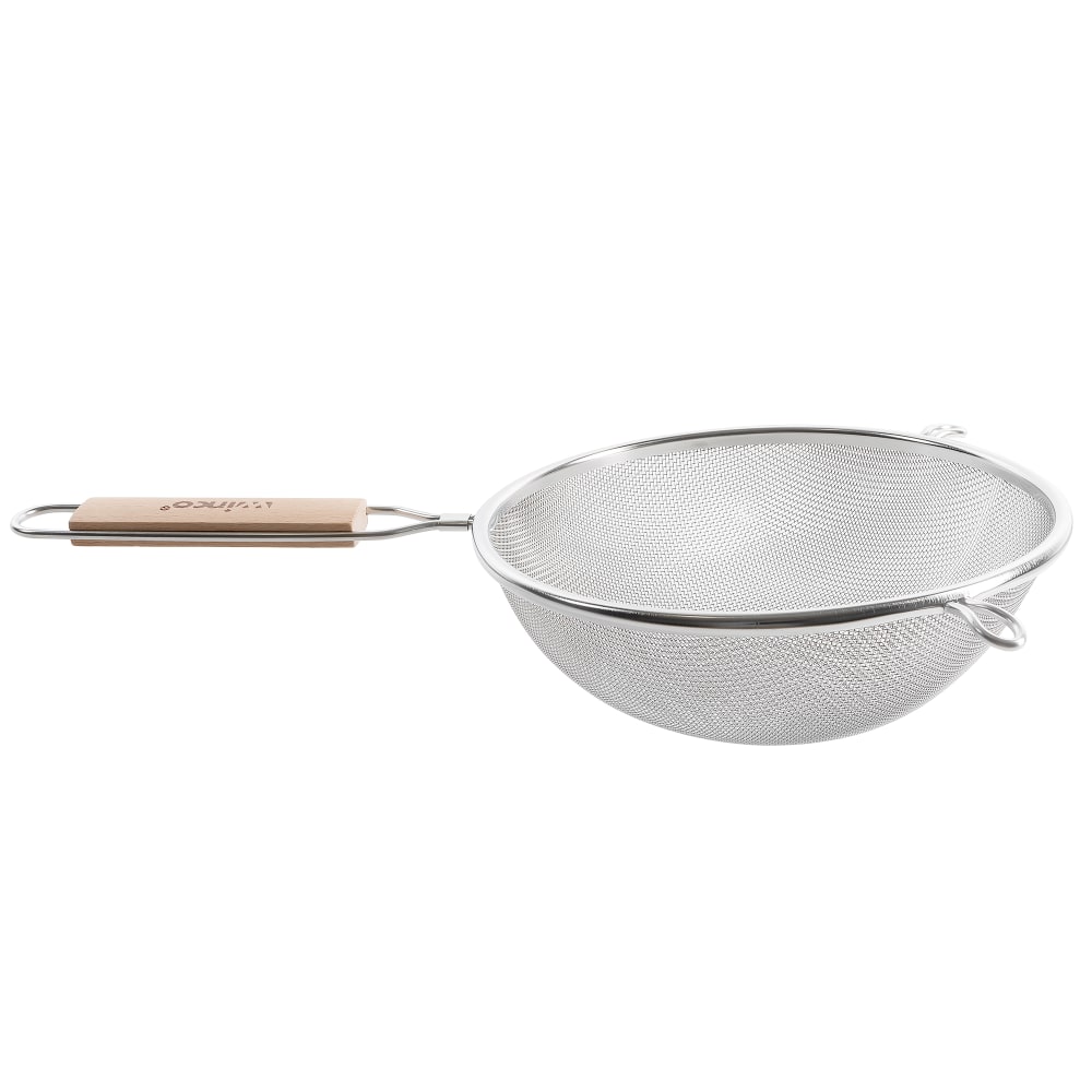 Winco MS3A-8S 8" Round Strainer w/ Single Fine Mesh & Flat Wooden Handle