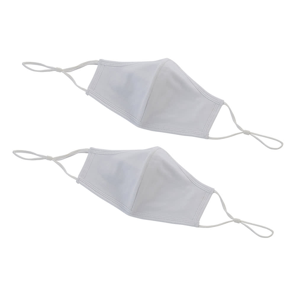 Winco MSK-2WLXL L/XL Reusable Face Masks w/ Adjustable Clip - 7 1/4" x 5 1/2", Cotton, White