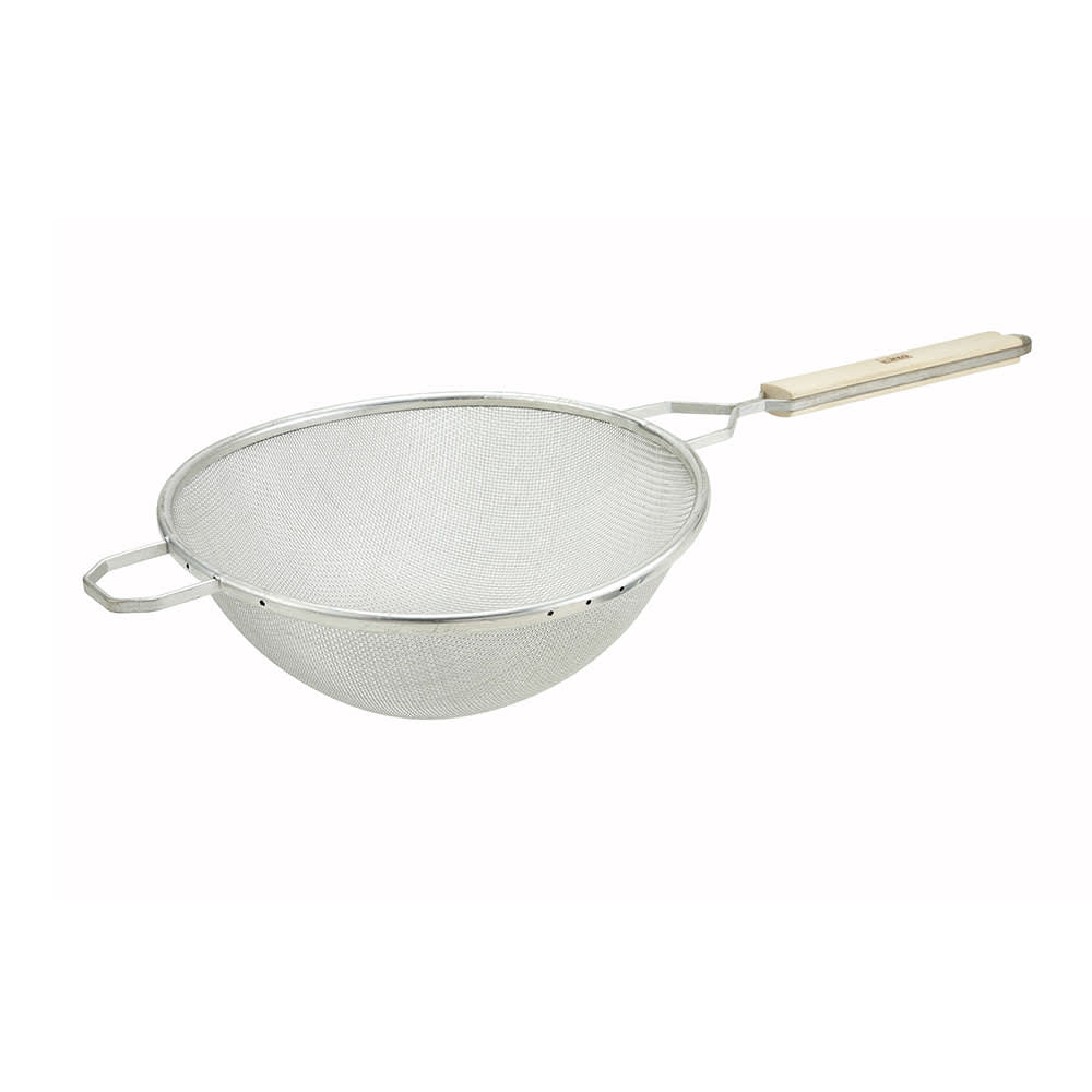 Winco MST-10S 10 1/2" Medium Mesh Single Strainer - Nickel