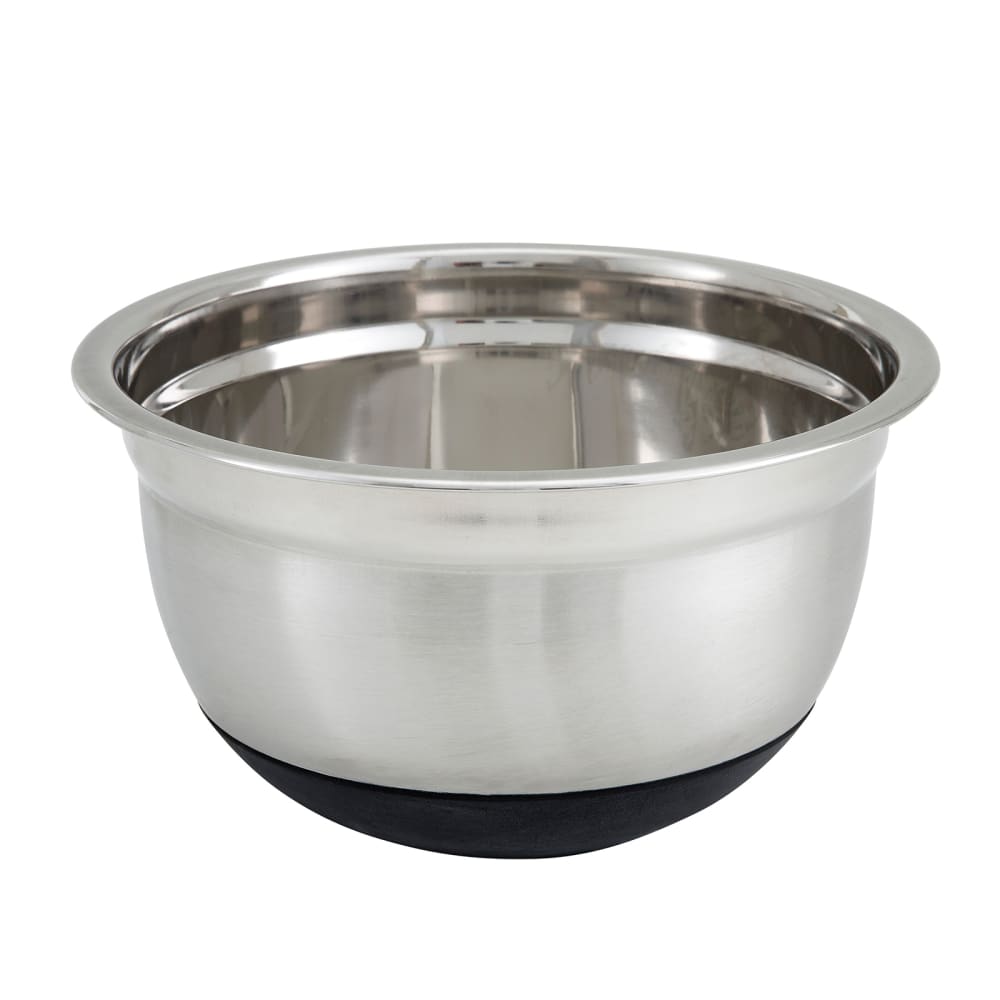 Winco MXRU-800 8 qt German Mixing Bowl, Stainless w/ Black Silicone Base