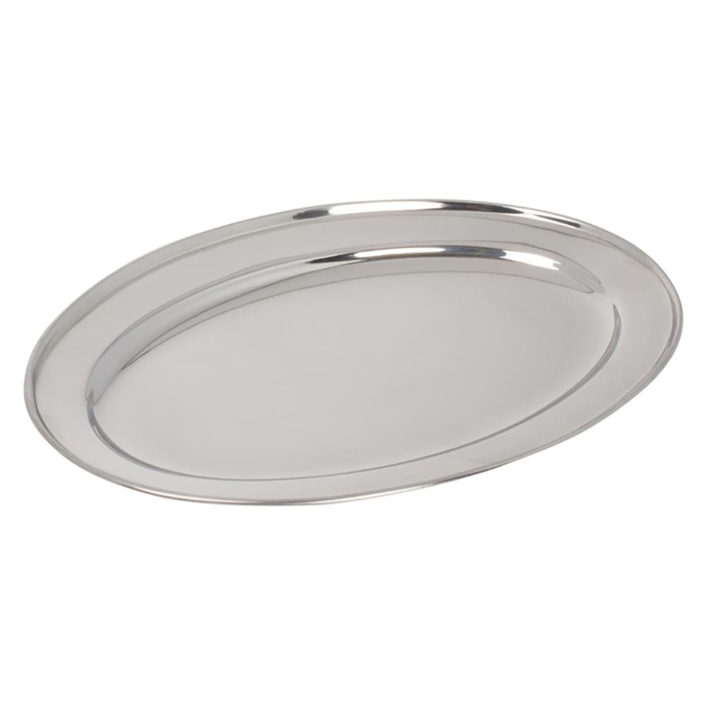 Winco OPL-20 Oval Platter, 20 x 13 3/4", Heavy Stainless Steel