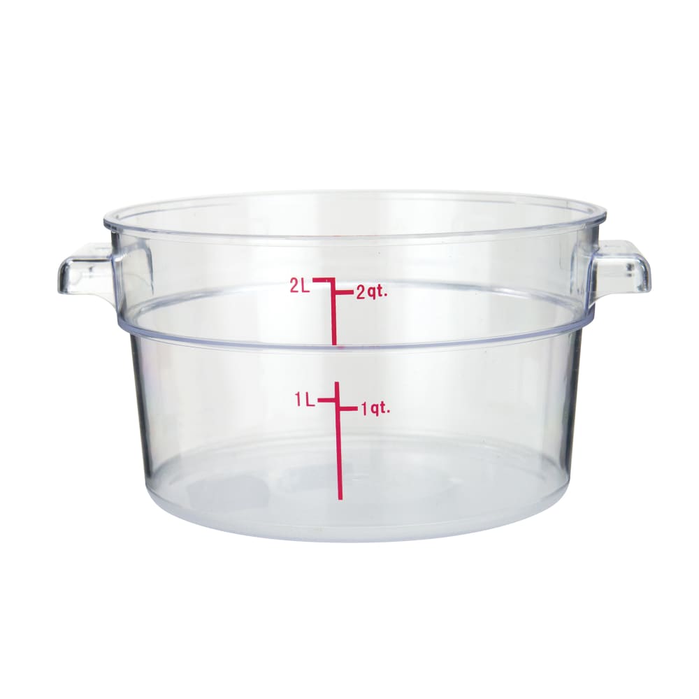 Winco PCRC-2 2 qt Round Food Storage Container - Polycarbonate, Clear