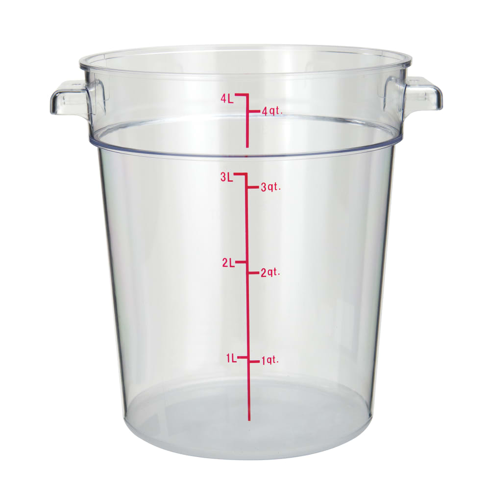 Winco PCRC-4 4 qt Round Food Storage Container - Polycarbonate, Clear