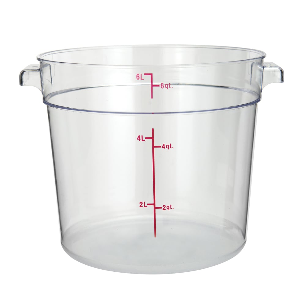 Winco PCRC-6 6 qt Round Food Storage Container - Polycarbonate, Clear