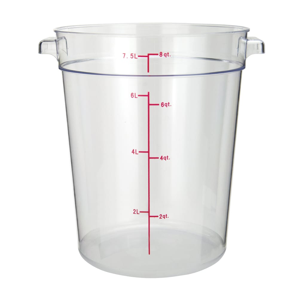 Winco PCRC-8 8 qt Round Food Storage Container - Polycarbonate, Clear