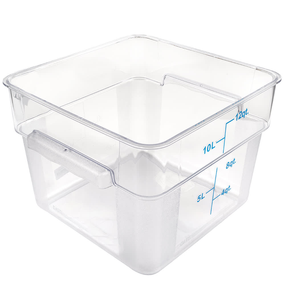 Winco PCSC-12C 12 qt Square Food Storage Container, Polycarbonate, Clear