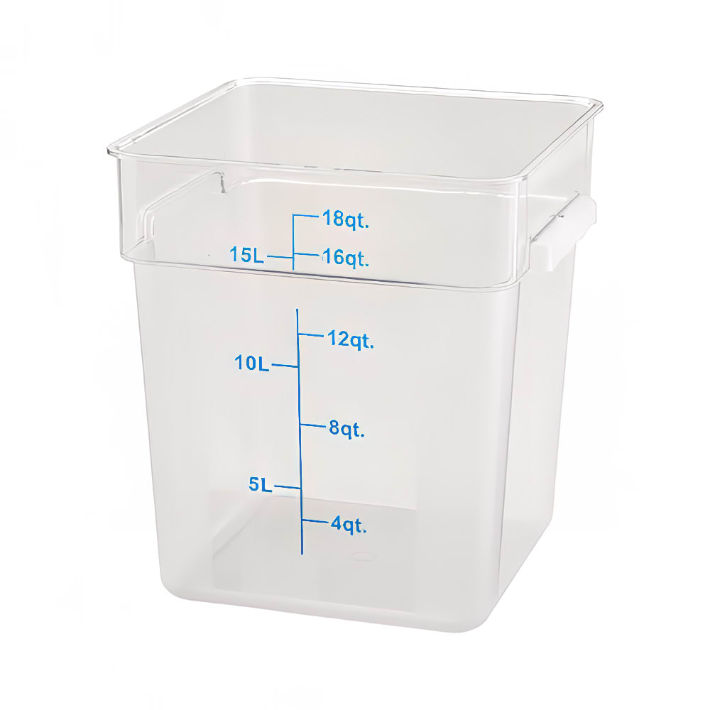 Winco PCSC-18C 18 qt Square Food Storage Container, Polycarbonate, Clear