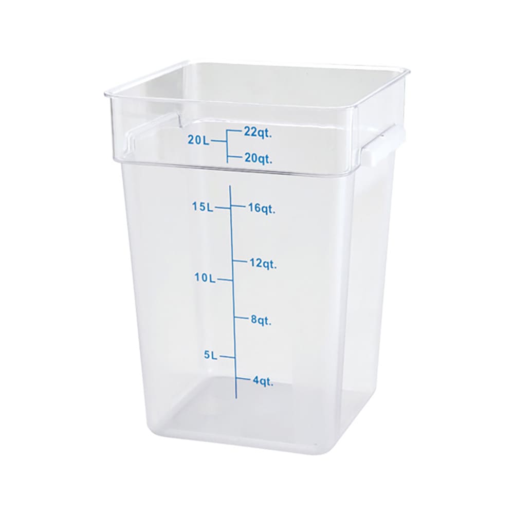 Winco PCSC-22C 22 qt Square Food Storage Container, Polycarbonate, Clear
