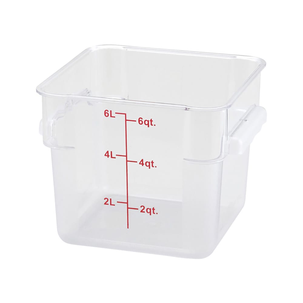 Winco PCSC-6C 6 qt Square Food Storage Container, Polycarbonate, Clear