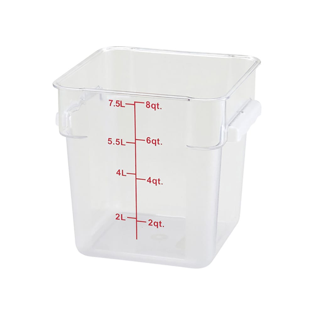 Winco PCSC-8C 8 qt Square Food Storage Container, Polycarbonate, Clear