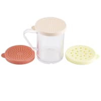 Winco PDG-10 10 oz Shaker/Dredge w/ Handle & (3) Assorted Size Lids, Polycarbonate thumbnail 4