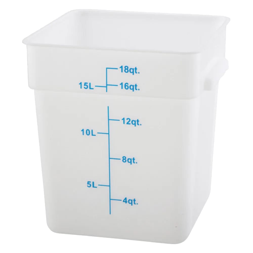 Winco PESC-18 18 qt Square Food Storage Container, Polypropylene, White
